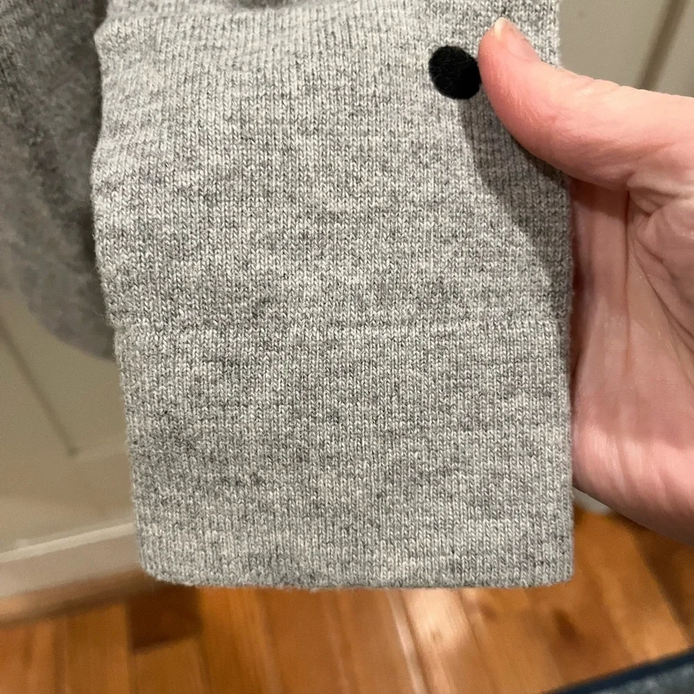 J Crew XS grey crewneck with black polka dots
